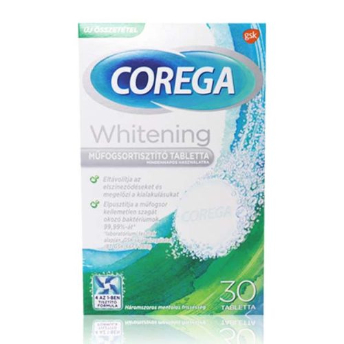 Corega Tabl Dental White fehérítő hatású műfogsortisztító tabletta (30 db)