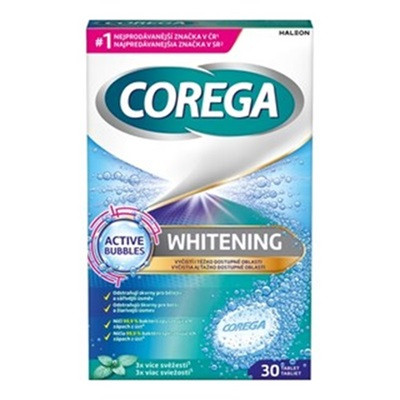 Corega Tabl Dental White fehérítő hatású műfogsortisztító tabletta (30 db)