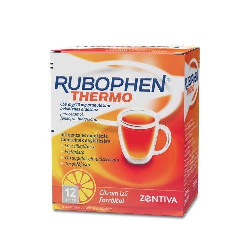 Rubophen Thermo 650mg/10mg citromízű granulátum belsőleges oldathoz (12 db)