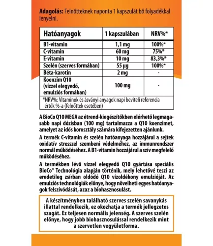 BioCo Q10 Vízzel elegyedő Mega 100mg kapszula (30 db)