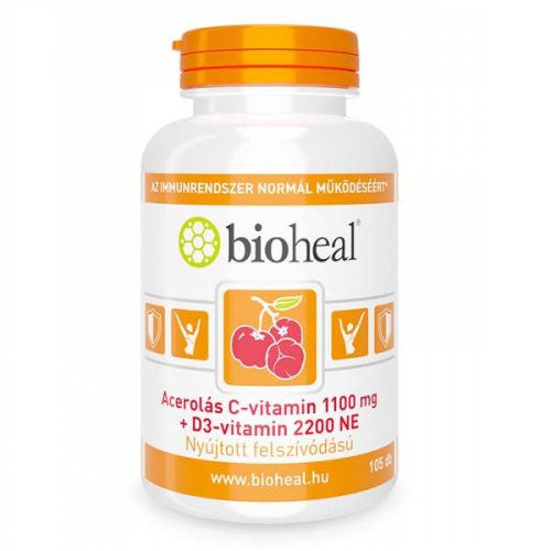 Bioheal Acerolás C-vitamin 1100 mg + D3-vitamin 2200 NE (105db)