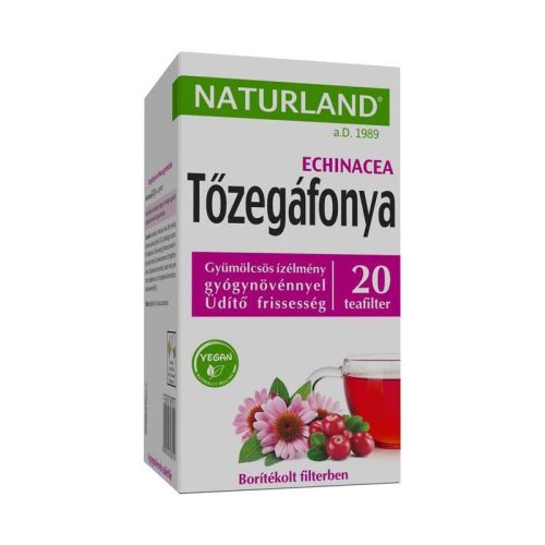 Naturland Tőzegáfonya és echinacea filteres gyümölcstea (20db)