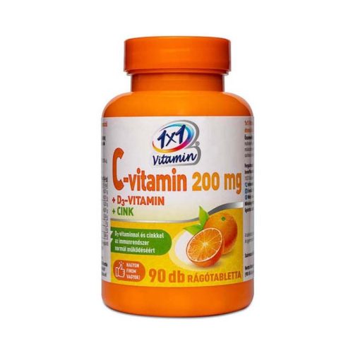 Vitaplus 1x1 Vitamin C-vitamin 200 mg + D3 cink rágótabletta (90 db)