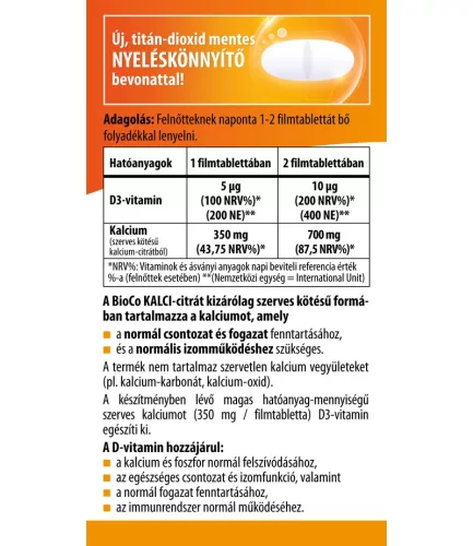 BioCo KALCI-citrát+D3-vitamin MEGAPACK 90 db