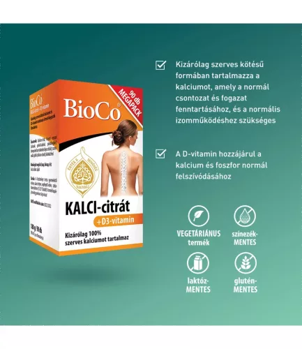 BioCo KALCI-citrát+D3-vitamin MEGAPACK 90 db