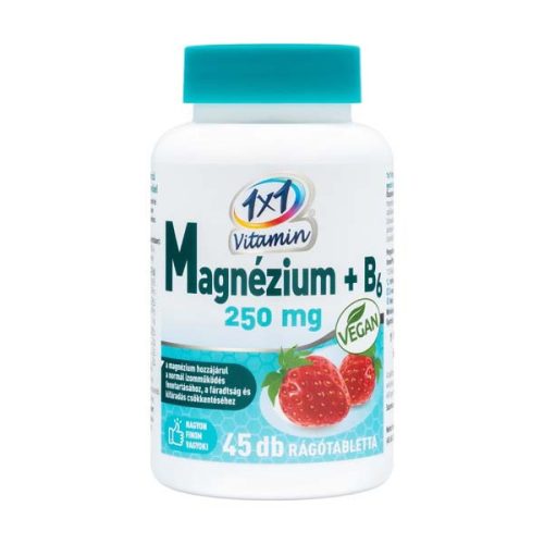 1x1 Vitamin Magnézium 250 mg + B6-vitamin rágótabletta eper ízben (45db)