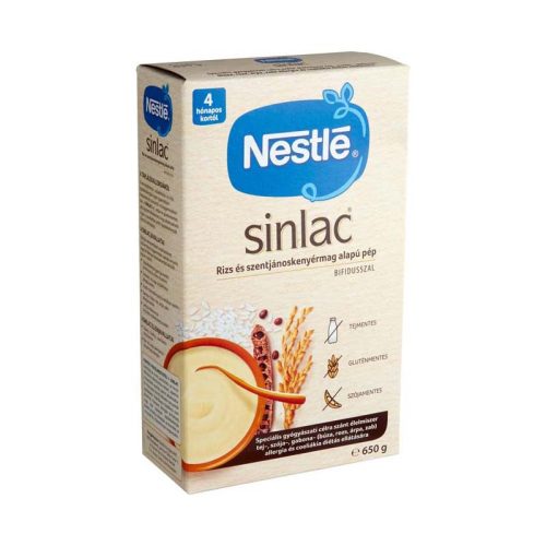 Nestlé Sinlac rizs és szentjánoskenyérmag alapú pép Bifidusszal 4 hónapos kortól (650g)