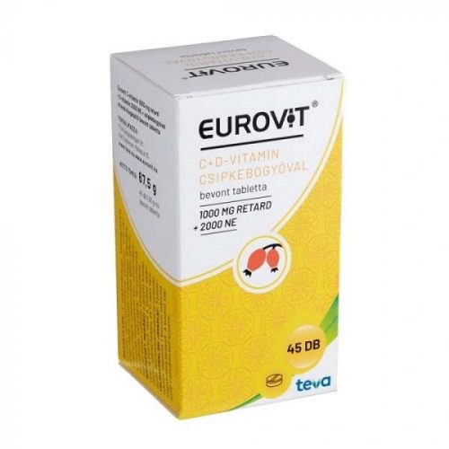Eurovit C vitamin + D vitamin csipkebogyóval bevont tabletta (45 db)