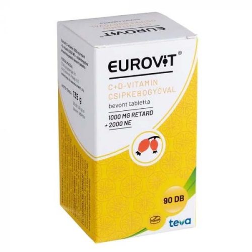 Eurovit C vitamin + D vitamin csipkebogyóval bevont tabletta (90db)