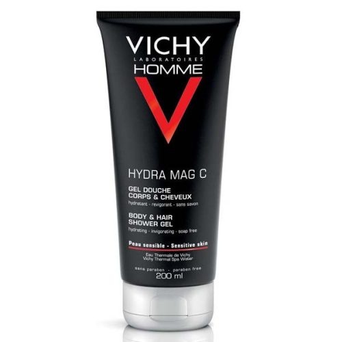 VICHY Homme Hydra Mag C hidratáló-frissítő tusfürdő testre és hajra (200 ml)