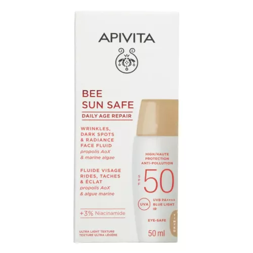 Apivita BEE SUN SAFE Színezett arckrém ráncok és pigmentfoltok ellen SPF50 50ml