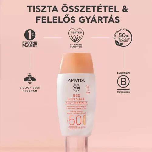 Apivita BEE SUN SAFE Színezett arckrém ráncok és pigmentfoltok ellen SPF50 50ml