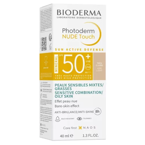 BIODERMA Photoderm NUDE Touch MINERAL SPF50+ very light (nagyon világos) (40ml)