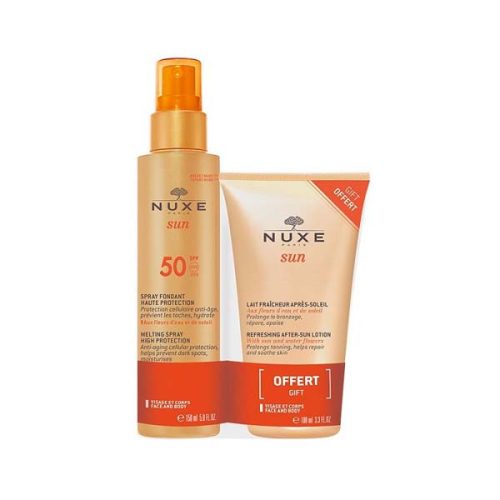 Nuxe Sun Naptej Spray Arcra És Testre SPF50 + Ajándék Napozás Utáni Lotion (150+100 ml)