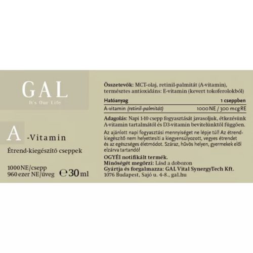 GAL A-Vitamin csepp 1000 NE (960 adag)