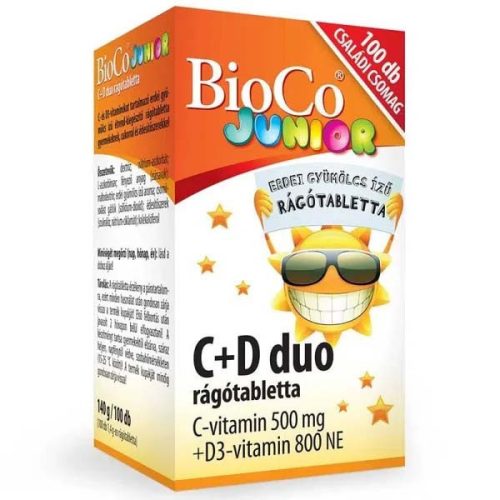 BioCo C+D Duo Junior erdei gyümölcs ízű rágótabletta (100 db)