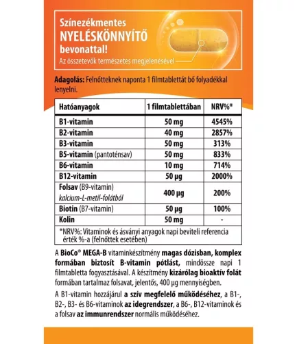 BioCo MEGA B B-vitamin Komplex filmtabletta (60 db)
