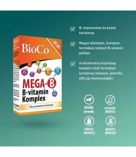 BioCo MEGA B B-vitamin Komplex filmtabletta (60 db)