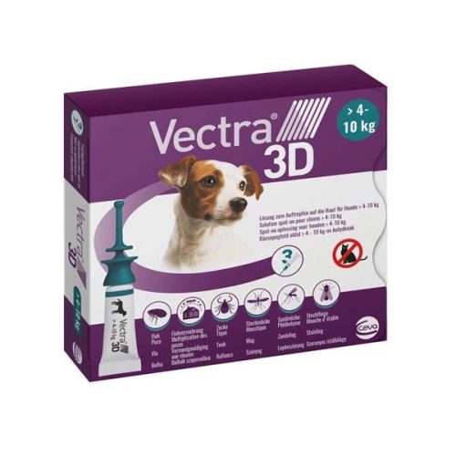 Vectra 3D Rácsepegtető oldat kutyáknak 4-10kg (3db pipetta)