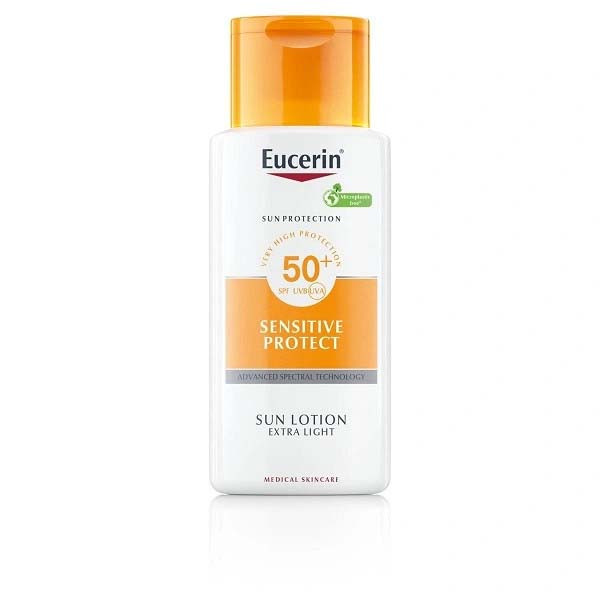Eucerin Sun Sensitive Protect Extra könnyű naptej SPF50+ (150 ml)
