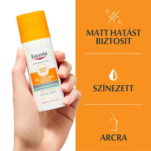 Eucerin Sun Oil Control színezett napozó krém-gél arcra light spF50+ (50 ml)