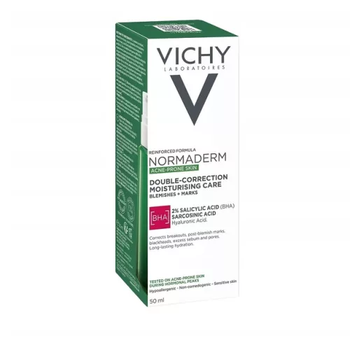 Vichy Normaderm kettős hatású, korrigáló, hidratáló arcápoló aknéa hajlamos bőrre (50ml)