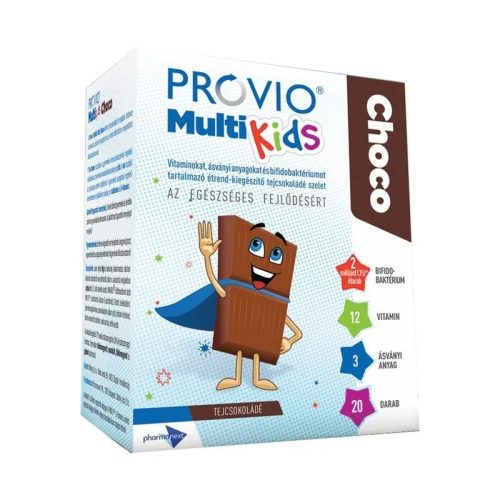 Provio Multi Kids Choco étrend-kiegészítő tejcsokoládé szelet (20 db)