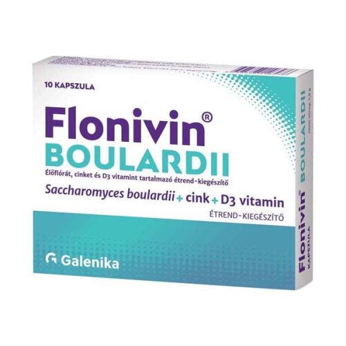 Flonivin Boulardii élőflórát, cinket és D3-vitamint tartalmazó étrend-kiegészítő kapszula (10db)