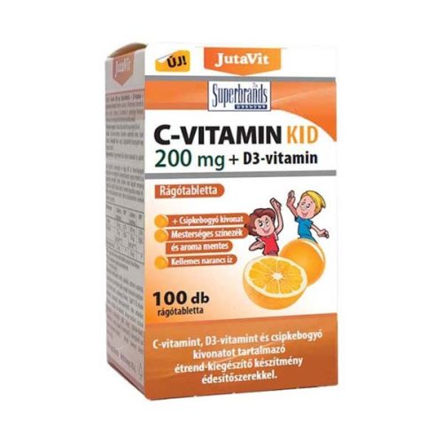 JutaVit C-vitamin Kid 200 mg + D3-vitamin narancs ízű rágótabletta (100db)