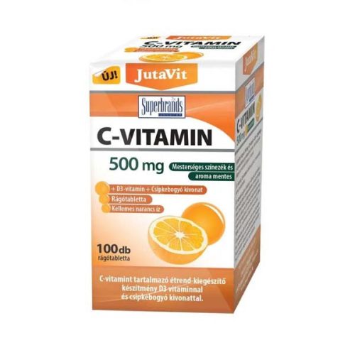 Jutavit C-vitamin 500mg + D3-vitamin 2000NE narancs ízű rágótabletta (100db)