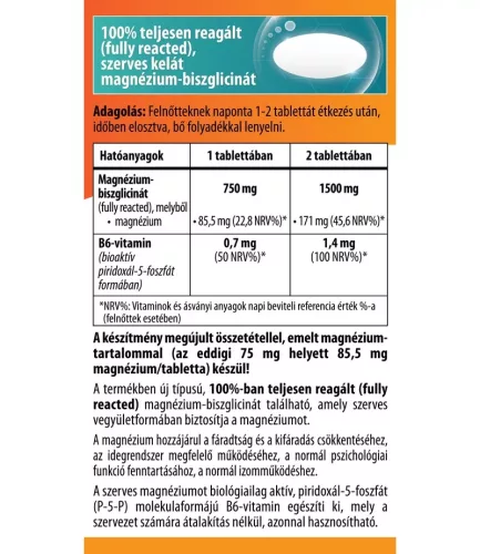 Bioco Magnézium-Biszglicinát + bioaktív B6-vitamin tabletta (90db)