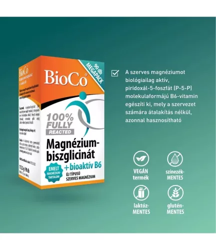 Bioco Magnézium-Biszglicinát + bioaktív B6-vitamin tabletta (90db)