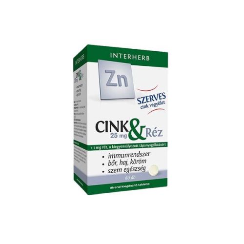 Interherb Szerves Cink 25 mg & Réz tabletta (60db)