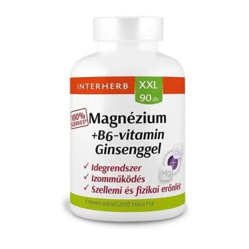 Interherb XXL Magnézium + B6-vitamin + Ginzeng tabletta (90db)