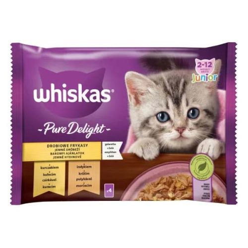 Whiskas Pure Delight Junior tasakos eledel baromfival kölyök macskák számára (4 x 85g)