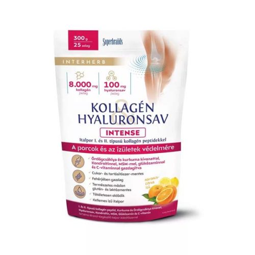 Interherb Kollagén Hyaluronsav Intense narancs-citrus ízű italpor (300g)