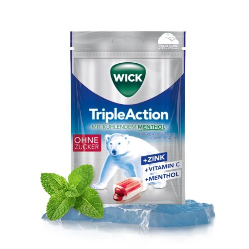 Wick Triple Action cukormentes torokcukorka ribiszkével és mentollal (72g)
