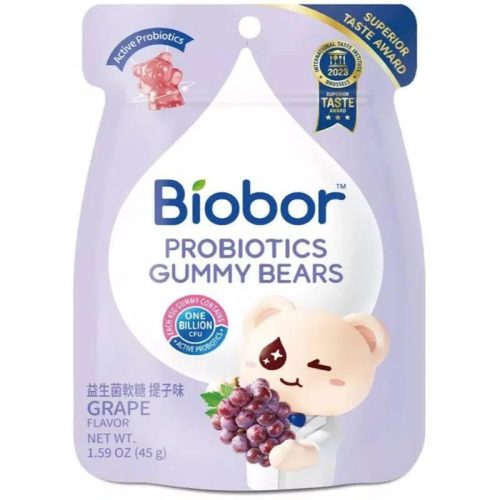 Biobor Szőlő ízű gumicukorka probiotikus baktériumtörzsekkel (45g)