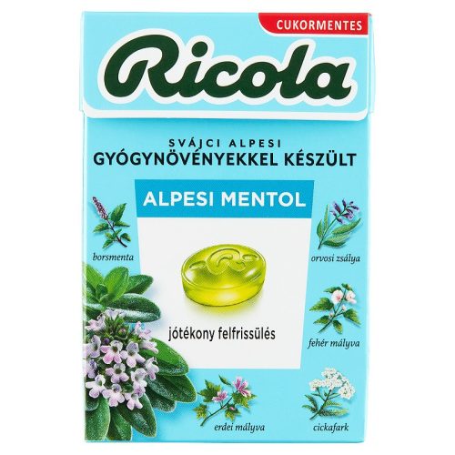 Ricola Alpesi Mentol ízű svájci gyógynövény cukorka (40 g)