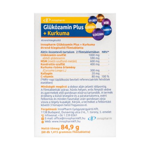 Innopharm Glükozamin Plus + kurkuma filmtabletta (60db)