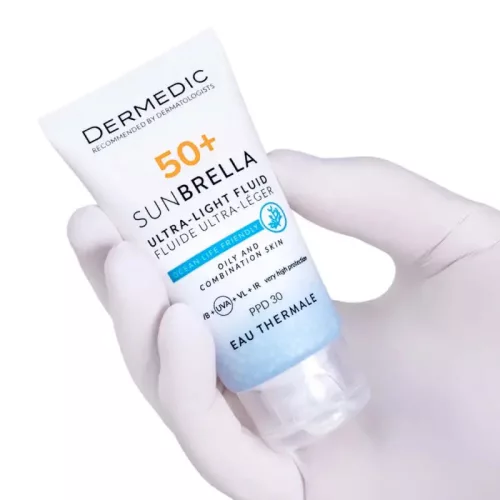 DERMEDIC Sunbrella Ultra-Light Fényvédő fluid SPF50+ zsíros és kombinált arcbőrre (40 ml)