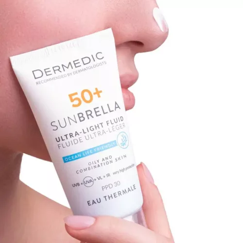 DERMEDIC Sunbrella Ultra-Light Fényvédő fluid SPF50+ zsíros és kombinált arcbőrre (40 ml)