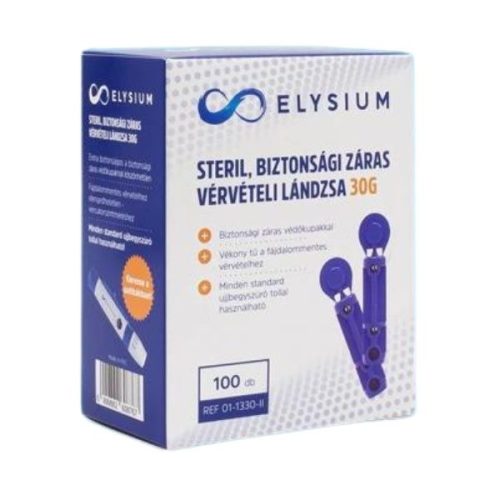 Elysium steril biztomsági záras vérvételi lándzsa 30G (100db)