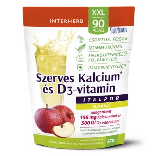 Interherb XXL Szerves Kálcium+D3-vitamin almás italpor (270g)
