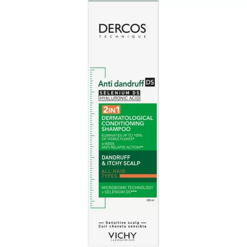 VICHY Dercos 2in1 sampon és balzsam korpásodás ellen (200 ml)