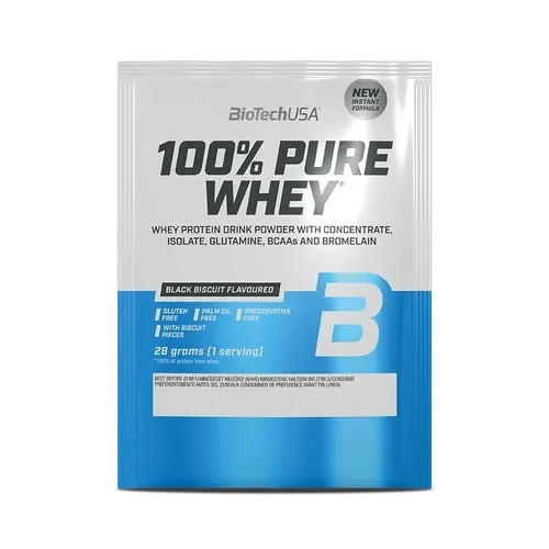 BioTechUSA 100% Pure Whey tejsavó fehérjepor black biscuit ízben (28g)