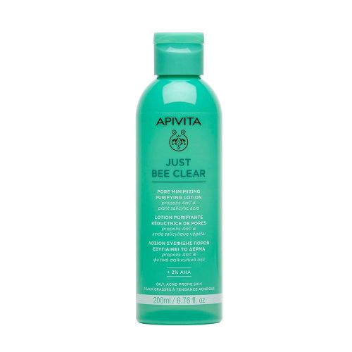 APIVITA Just Bee Clear pórusösszehúzó mélytisztító lotion zsíros, pattanásokra hajlamos bőrre (200ml)