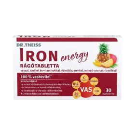   Dr. Theiss Iron Energy rágótabletta édesítőszerrel mangó-ananász ízű (30db)