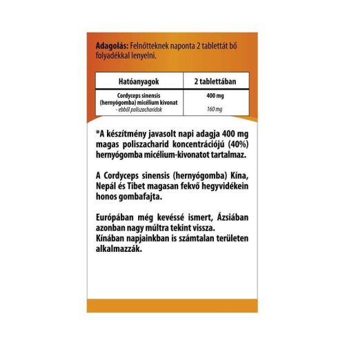 BioCo Cordyceps 400 hernyógomba kivonat tabletta (90db)