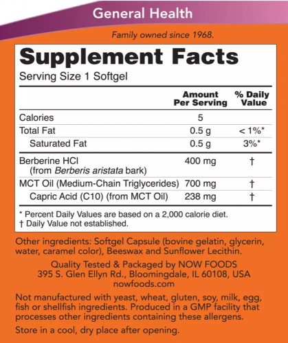 NOW Foods Berberine Glucose Support Anyagcserét Támogató lágykapszula (90db)